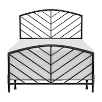 Metal Full Size Bed with Arched Chevron Spindle Design