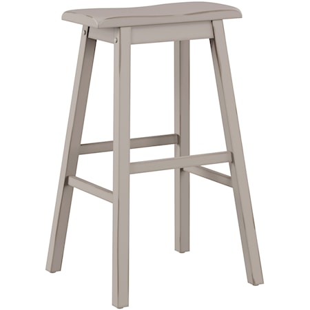 Wood Backless Bar Height Stool with Saddle Style Seat