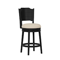 Farmhouse Swivel Counter Stool with Upholstered Seat