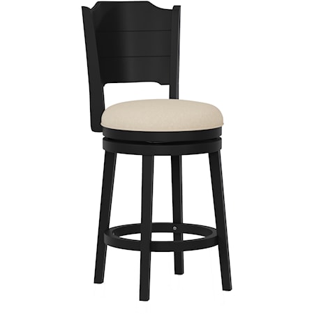 Farmhouse Swivel Counter Stool with Upholstered Seat