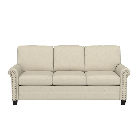 Contemporary Upholstered Sofa with Nailheads