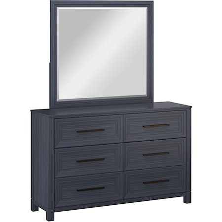 Contemporary 8-Drawer Dresser with Mirror