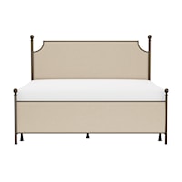 King Metal and Upholstered Bed with Metal Frame
