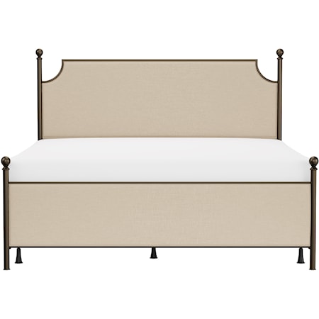 King Metal and Upholstered Bed with Metal Frame
