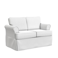 Contemporary Upholstered Loveseat with Skirted Legs