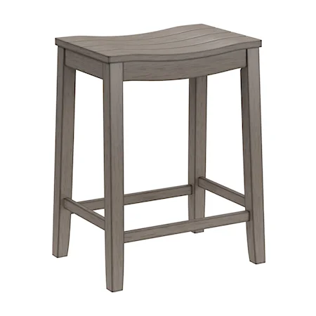 Wood Backless Counter Height Stool with Saddle-Style Seat