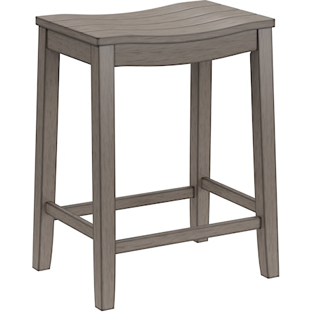 Farmhouse Backless Counter Stool with Saddle-Style Seat