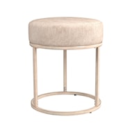 Backless Metal and Upholstered Vanity Stool with Round Base