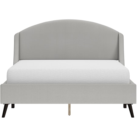 Mid-Century Modern Upholstered Queen Bed