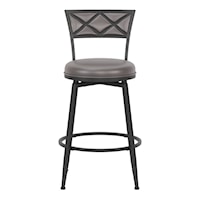 Transitional Metal Swivel Counter Stool with X Detailing Backrest
