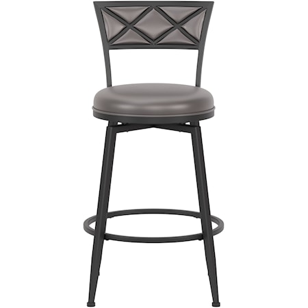 Transitional Metal Swivel Counter Stool with X Detailing Backrest