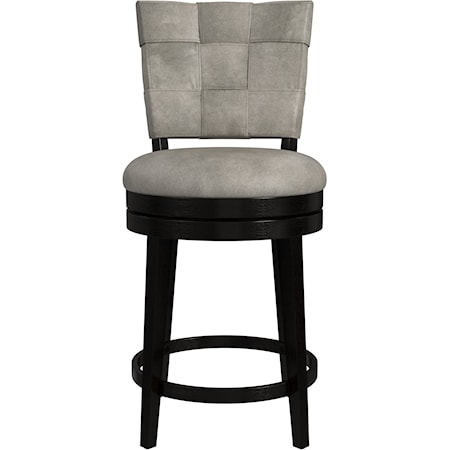 Wood Counter Height Swivel Stool with Upholstered Weave Back Design