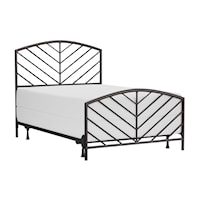 Metal Full Size Headboard and Footboard with Chevron Spindle Design