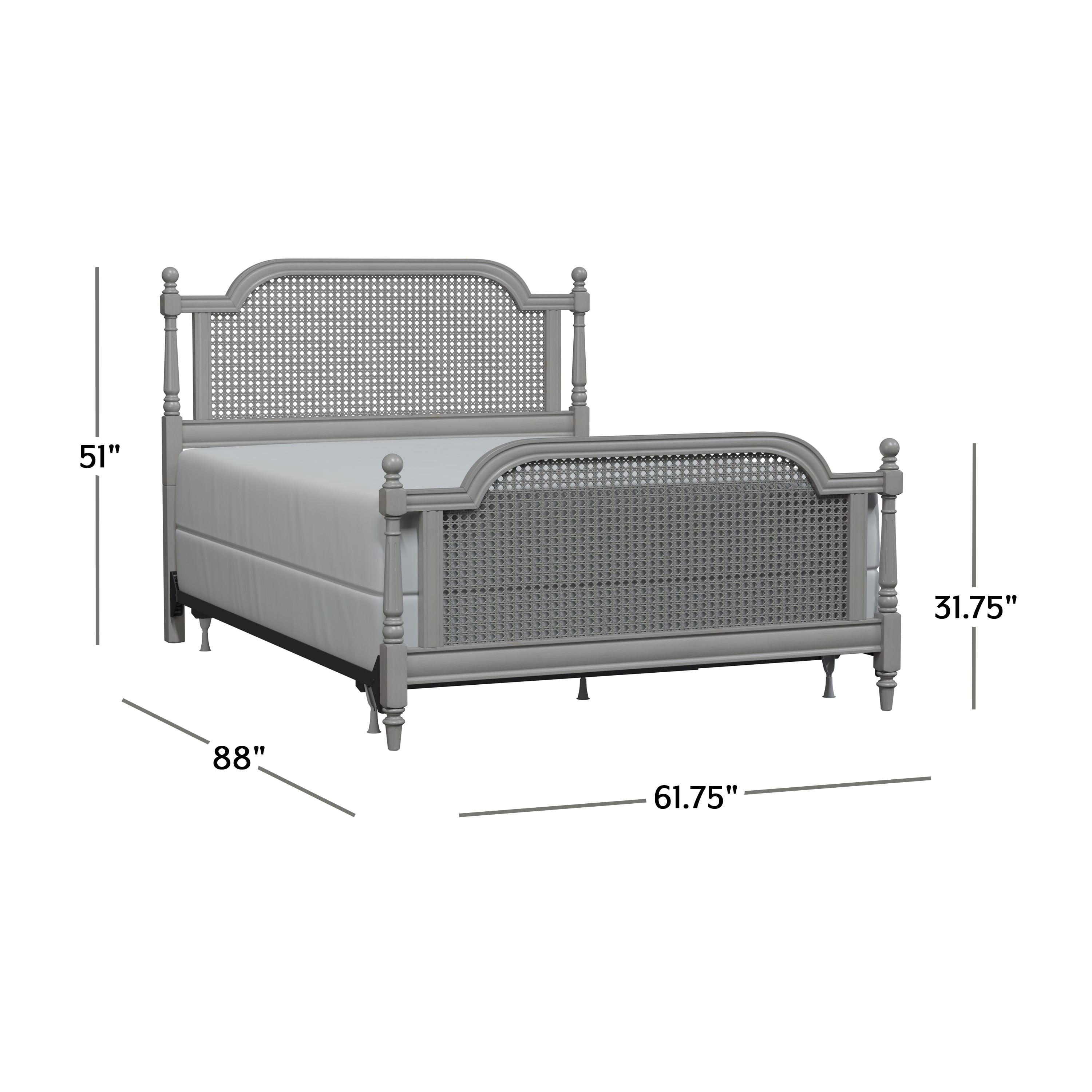 Hillsdale Melanie 2223BQR Melanie Wood and Cane Queen Bed with Metal Frame Corner Furniture