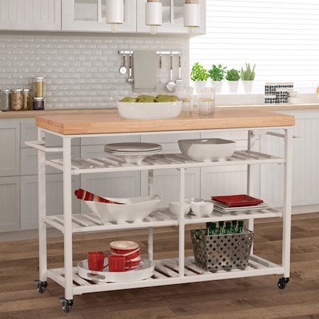 Powell Kolton Square Kitchen Island with Butcher Block Top, 30 W