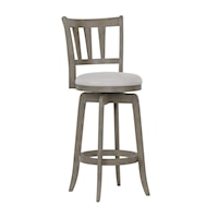 Transitional Swivel Barstool with Upholstered Seat