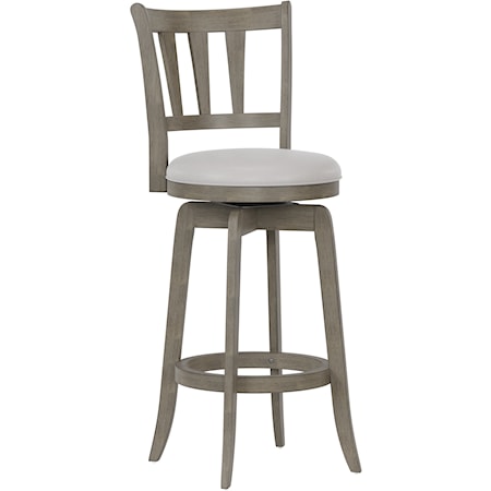 Transitional Swivel Barstool with Upholstered Seat