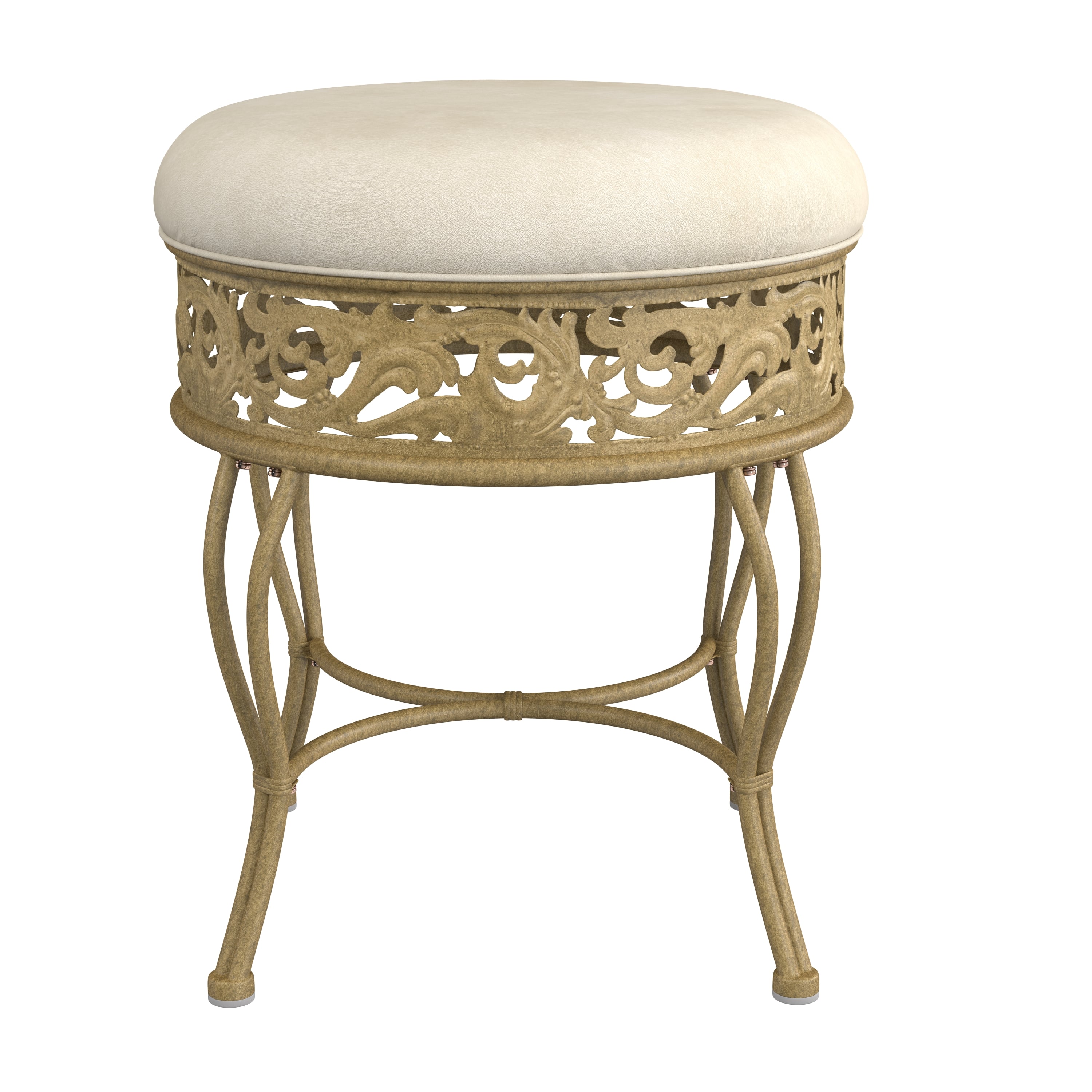 Hillsdale Villa III 50931A Backless Metal Vanity Stool with Ornate