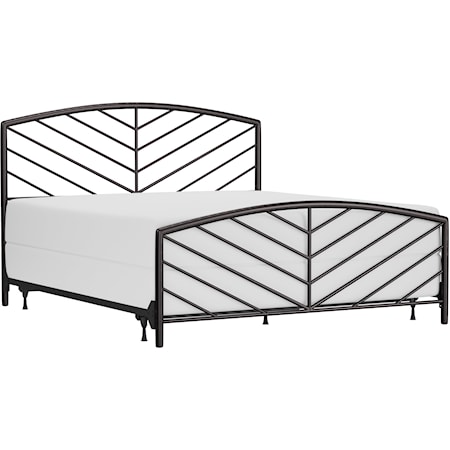 Metal King Size Headboard and Footboard with Chevron Spindle Design