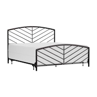 Metal King Size Headboard and Footboard with Chevron Spindle Design