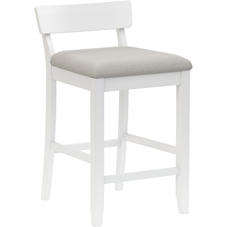 Contemporary Counter Stool with Low Back and Upholstered Seat