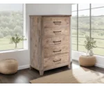 Direct Design Company White Teak 5-Drawer Bedroom Chest