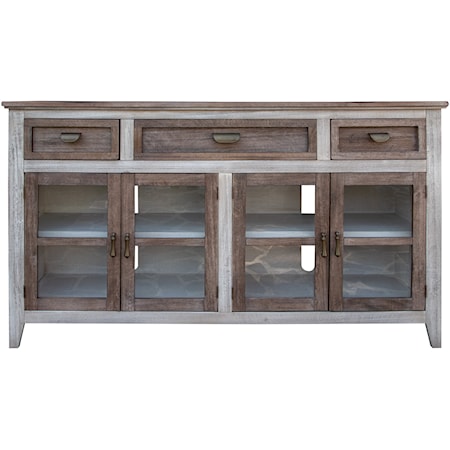 Rustic Accent Cabinet with Glass Doors