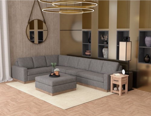 Contemporary 5-Piece Sectional Sofa with Throw Pillows