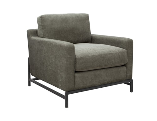 Transitional Armchair with Iron Base