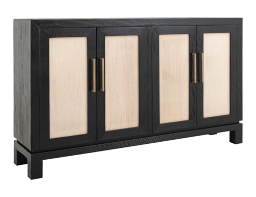 Contemporary 4-Door Console with Metal Pulls