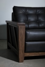 International Furniture Direct Walnut Transitional Button Tufted Arm Chair with Wooden Frame