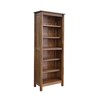 Solid Wood Bookcase with 6 Wooden Shelves