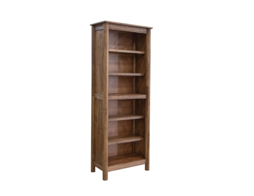 Solid Wood Bookcase with 6 Wooden Shelves