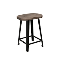 Transitional Wooden Stool with Metal Legs