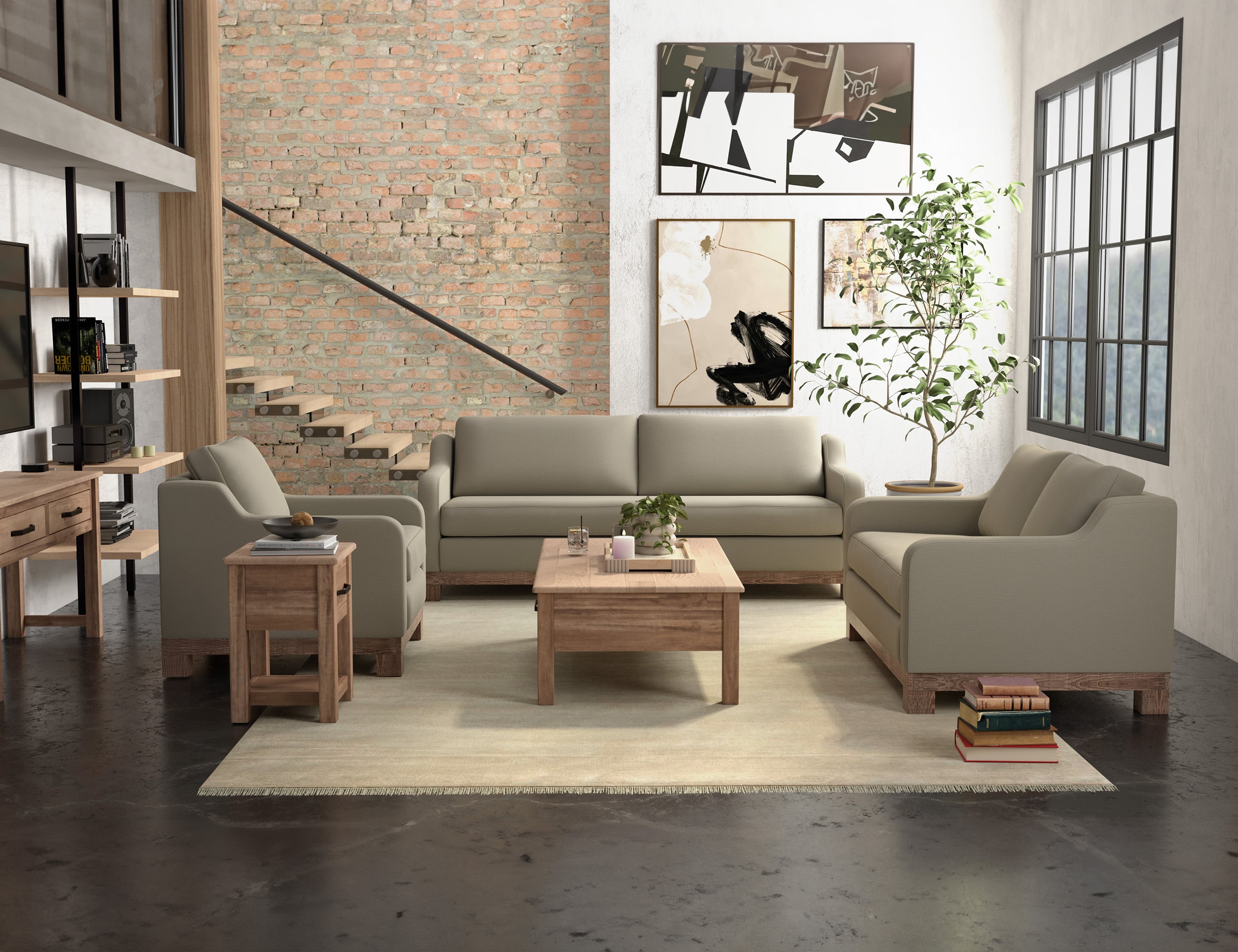 International Furniture Direct Samba Sofa with Bench Cushion