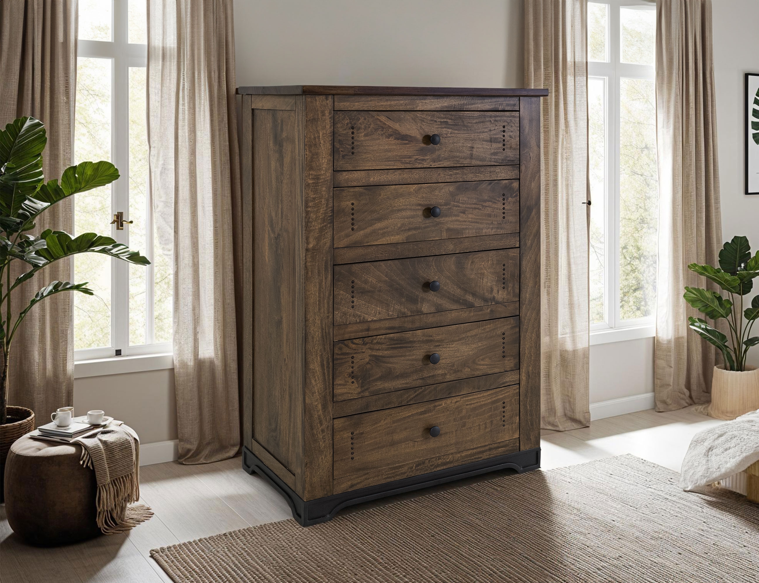 International Furniture Direct Parota 5-Drawer Chest