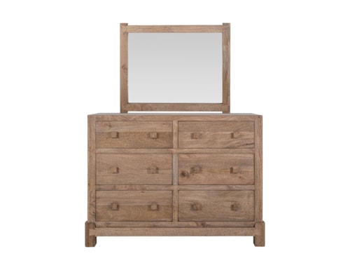 Rustic 6-Drawer Dresser and Mirror Set with Microfiber Lined Top Drawers