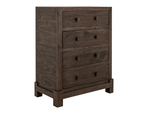 Contemporary 4-Drawer Chest with Wood Pulls