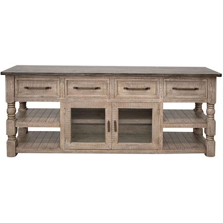 Two-Tone 4 Drawers, 2 Doors 80" TV Stand