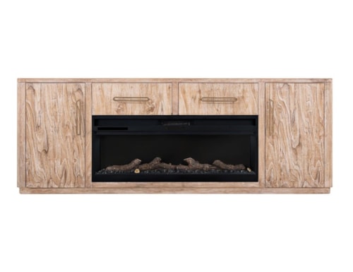 Modern Rustic 2-Drawer Entertainment Center with Electric Fireplace