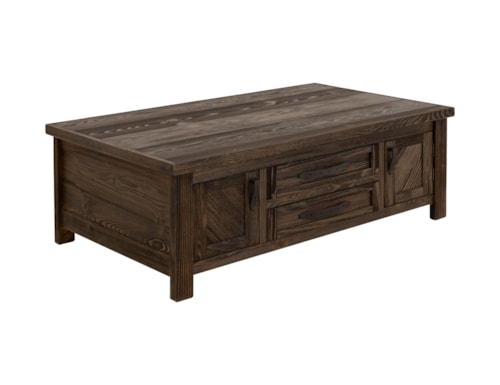Farmhouse 4-Drawer Cocktail Table with Ball Casters