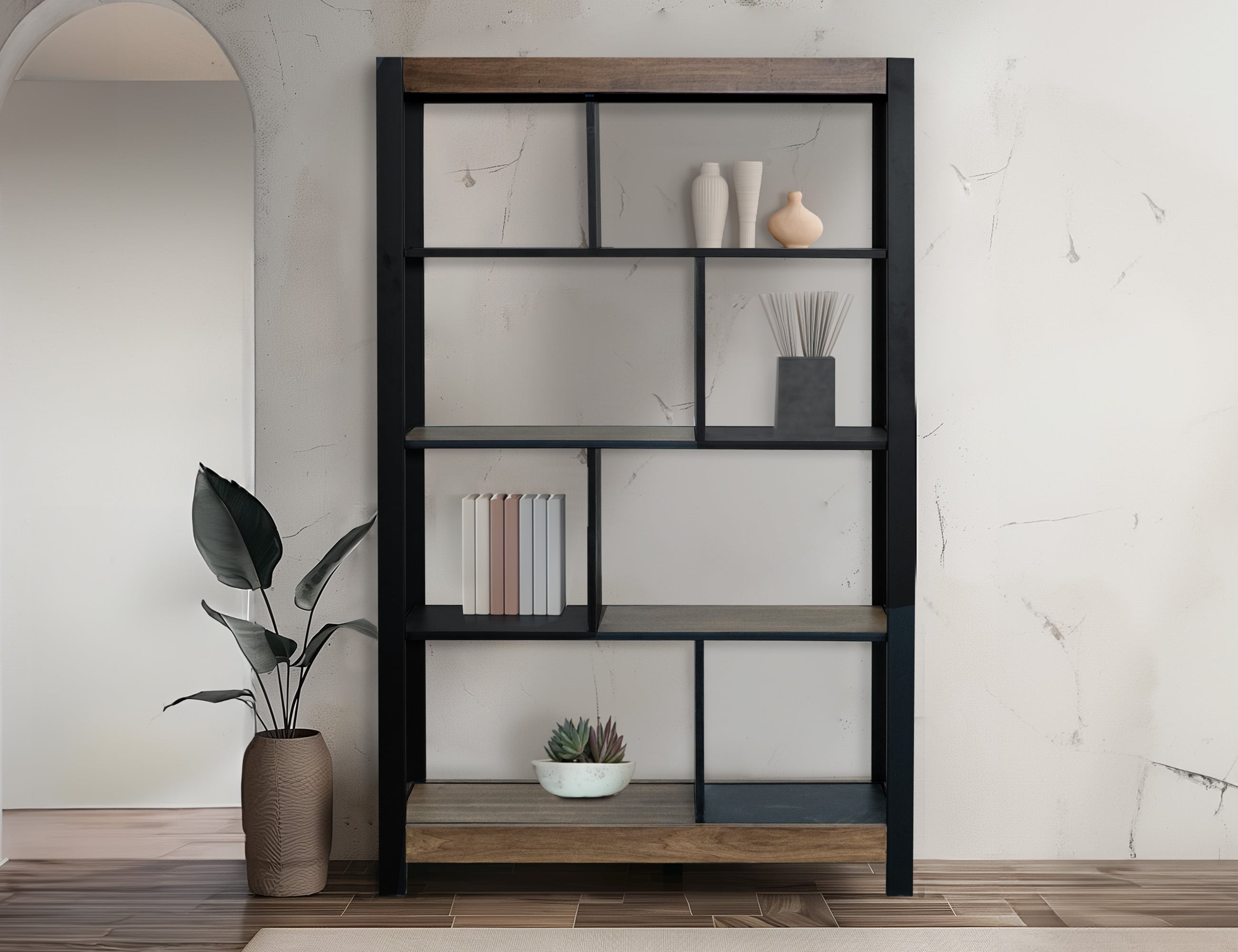 International Furniture Direct Tuxedo 8-Shelf Bookcase