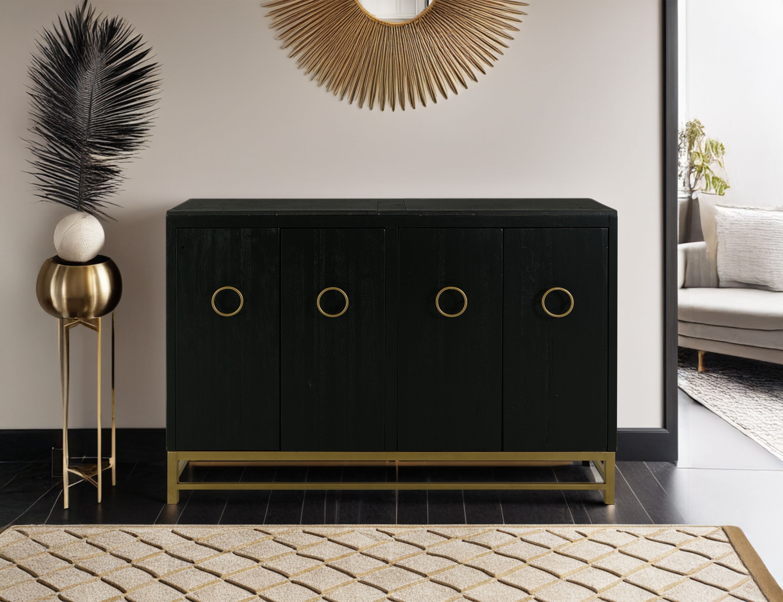 International Furniture Direct Dark Ebano 4-Door Sideboard