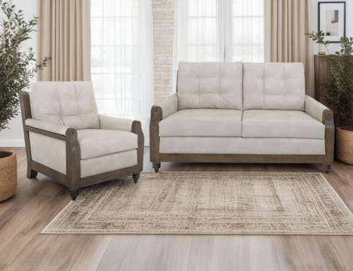 Transitional 2-Piece Living Room Set with Tufted Backs