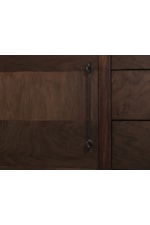 International Furniture Direct Walnut Transitional 4-Drawer Console with Interior Shelving