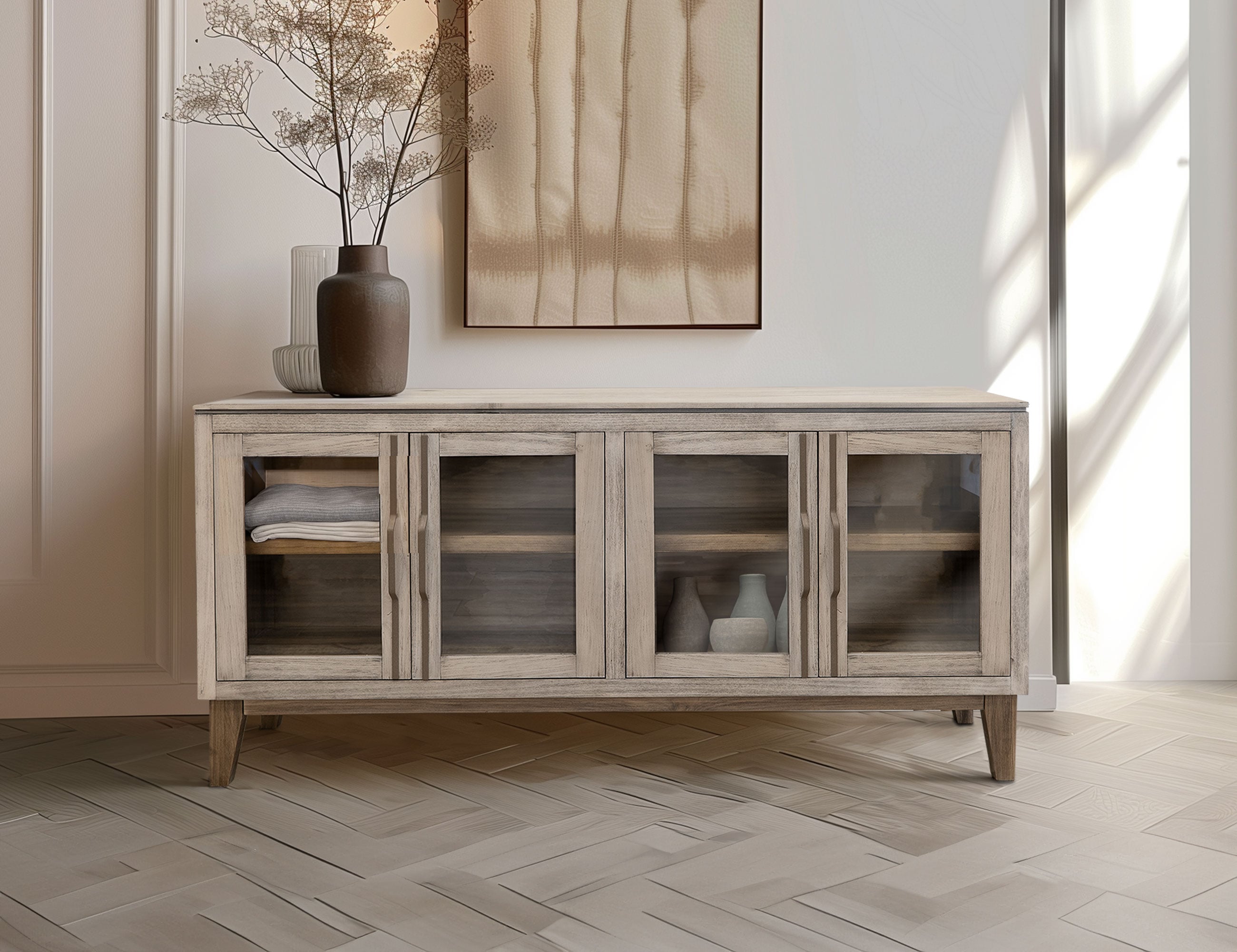 International Furniture Direct Forest 4-Door Console