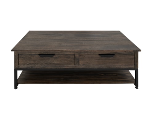 Transitional 4-Drawer Cocktail Table with Lower Shelf