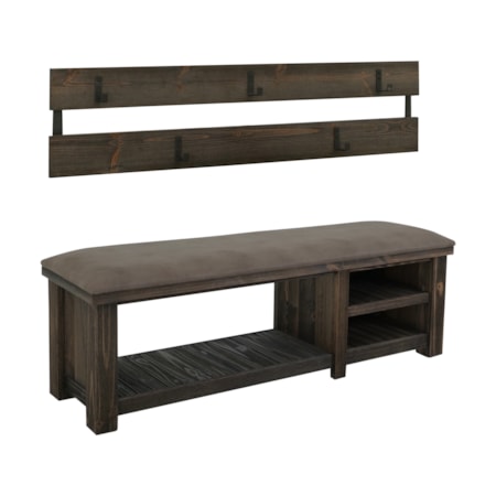 Coat Rack and Upholstered Bench
