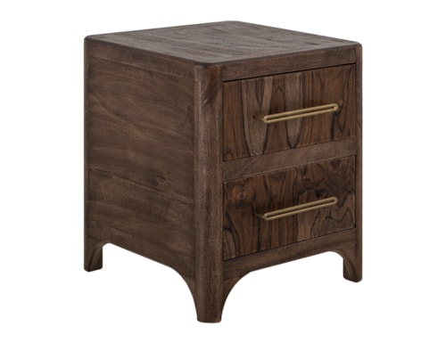 Contemporary 2-Drawer Nightstand with Metal Pulls