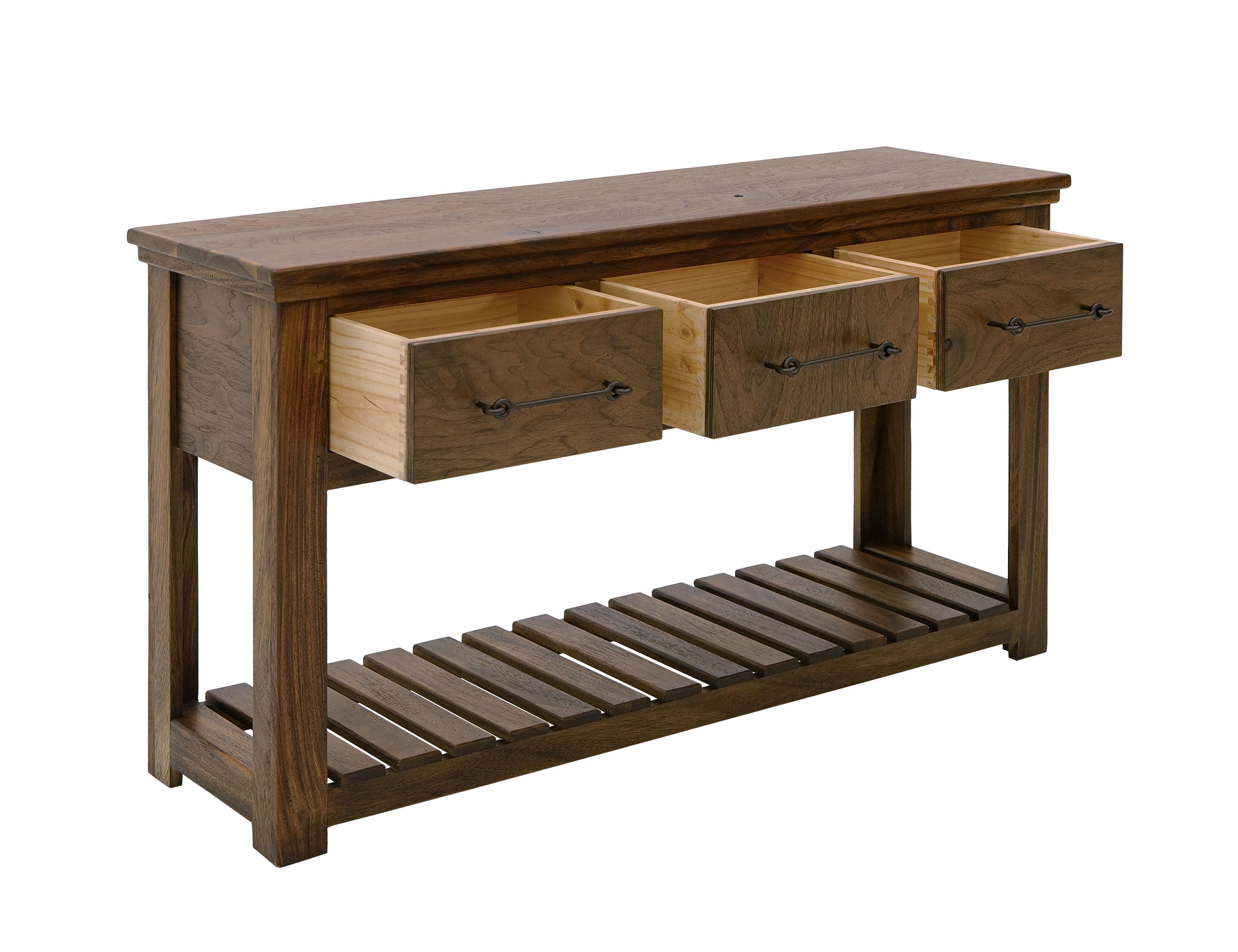 Uprooted Walnut 3-Drawer Sofa Table